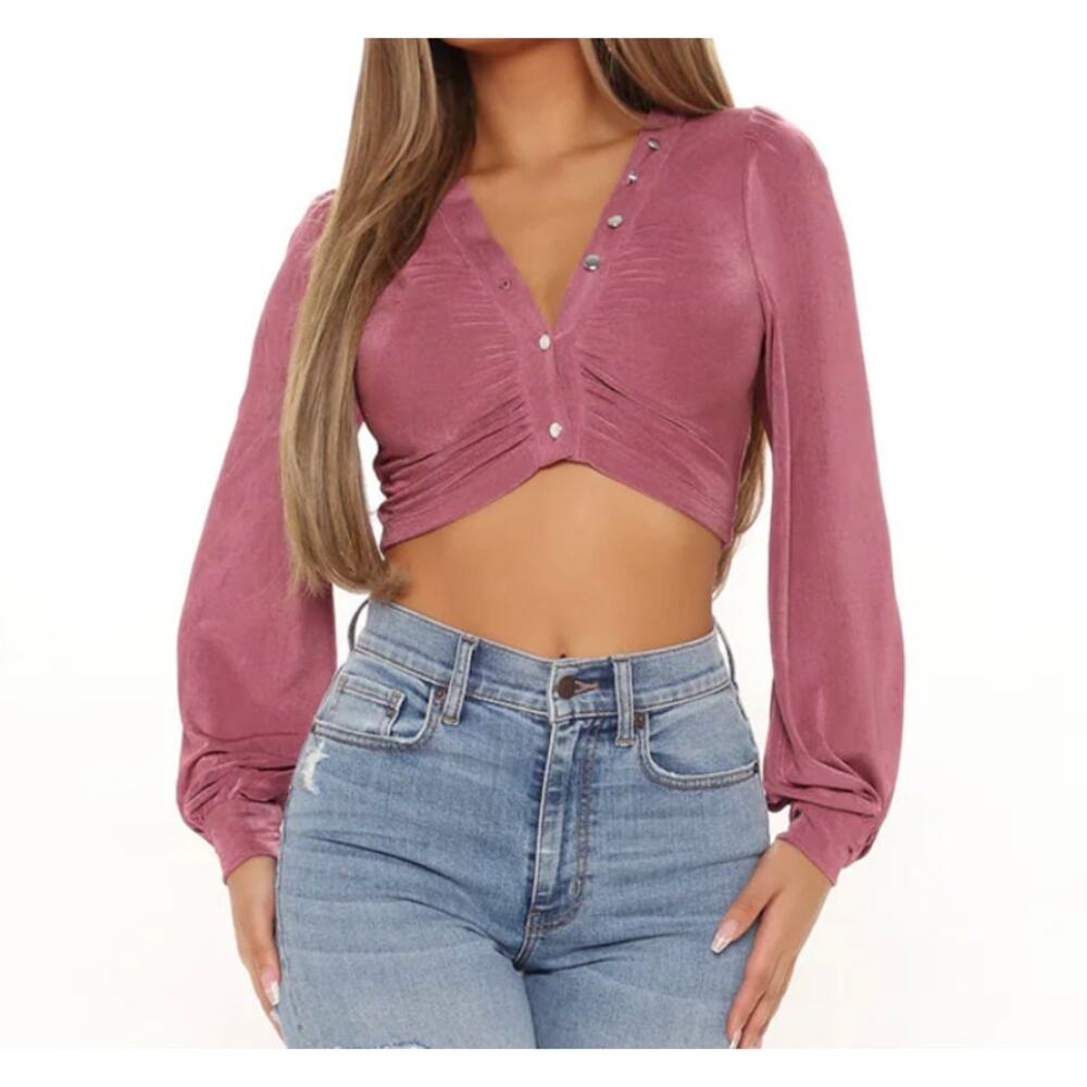 Fashion Nova Indio Trip Slinky Top – Mauve Size S
